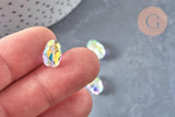 Perle scarabée verre transparent facettée cristal AB 12mm, fournitures DIY, x1 (G6833)