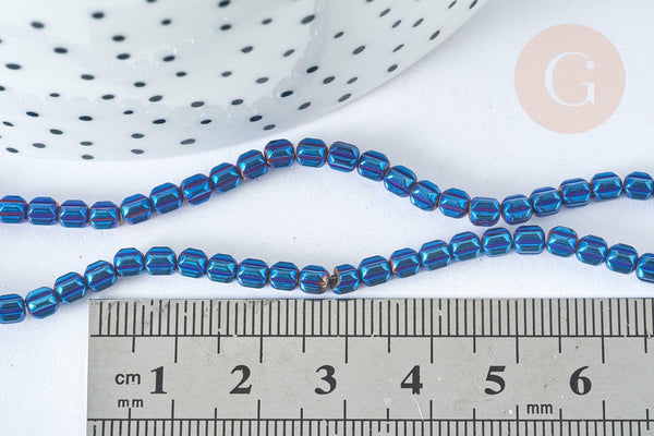 Perle striée hématite de synthèse colorée 3,5mm, création bijoux DIY, x1, (G7406)