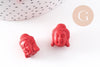 Perle tête de Bouddha résine rouge, perle inde bouddhisme spiritualité,perle voyage inde,18mm, x2 (G4167)