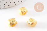 Perle tête de chat porte-bonheur zamac doré mat 12.5mm, x5 (G10251)