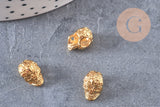 Perle tête de mort laiton doré 24K 12mm x1 (G6262)