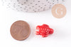 Perle tortue porcelaine rouge 12mm, perle céramique, fabrication bijoux animal, x5 G3906