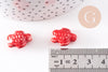 Perle tortue porcelaine rouge 12mm, perle céramique, fabrication bijoux animal, x5 G3906