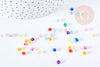 Perle toupie acrylique transparent multicolore 4mm, création bijoux plastique coloré, x 10gr (G8460)