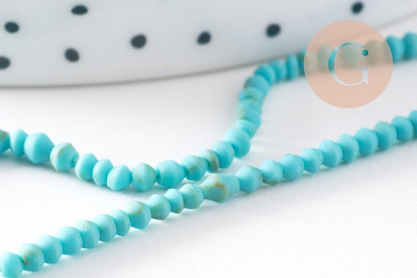 Perle toupie howlite naturelle turquoise 1mm, bijou en pierre naturelle, turquoise naturelle, perle en pierre, fil de 30cm x1 (G7263)
