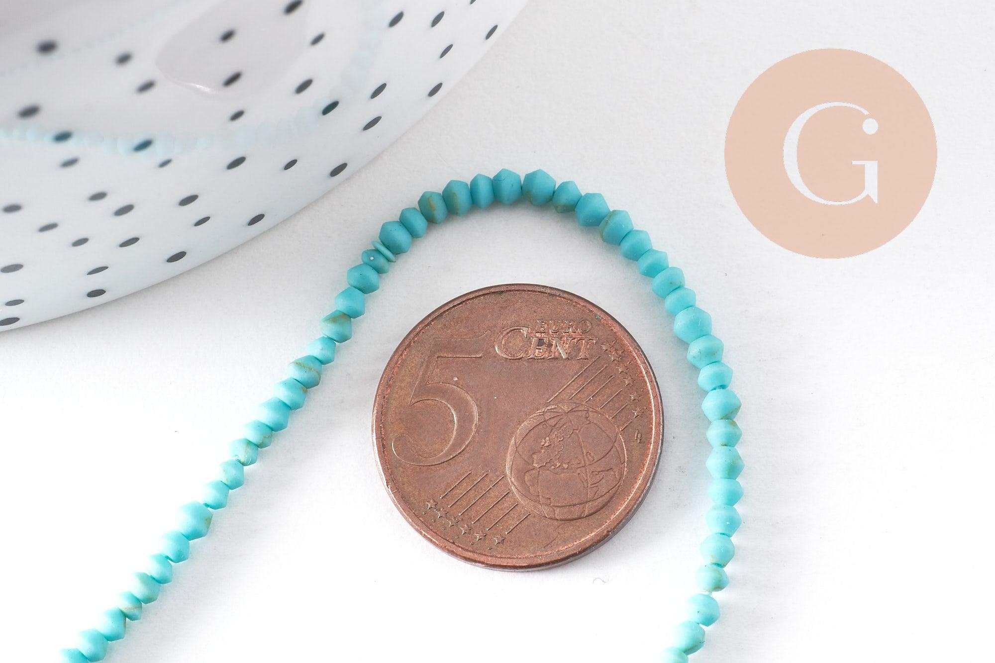 Perle toupie howlite naturelle turquoise 1mm, bijou en pierre naturelle, turquoise naturelle, perle en pierre, fil de 30cm x1 (G7263)