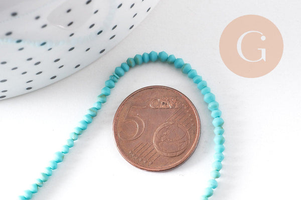 Perle toupie howlite naturelle turquoise 1mm, bijou en pierre naturelle, turquoise naturelle, perle en pierre, fil de 30cm x1 (G7263)