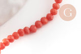 Perle toupie rose corail, perle cristal,Perles verre,cristal, 3mm fil de 41 cm, x1 (G0620)