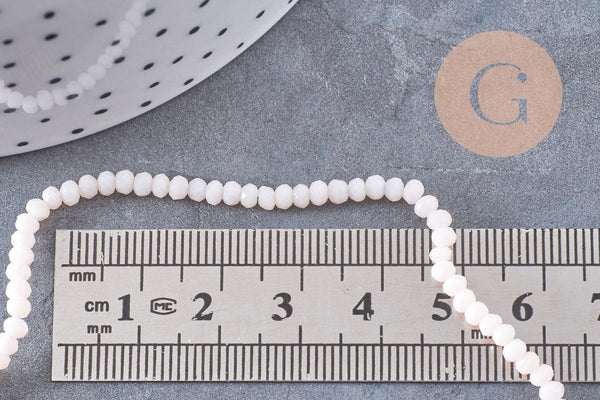 Perle toupie rose pâle,perle cristal,,Perle verre facette, 3mm, fil de 40cm, x1 (G0622)