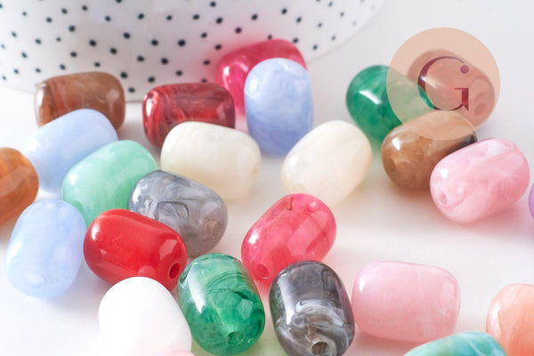Perle tube acrylique imitation pierre 20x15mm, x10 (G10492)