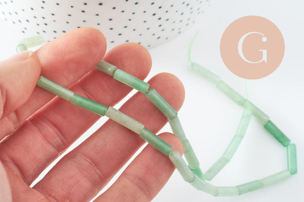 Perle tube aventurine verte naturelle 13-14mm,aventurine naturelle perle pierre,aventurine verte,fil de 39.8cm, x1 (G2835)