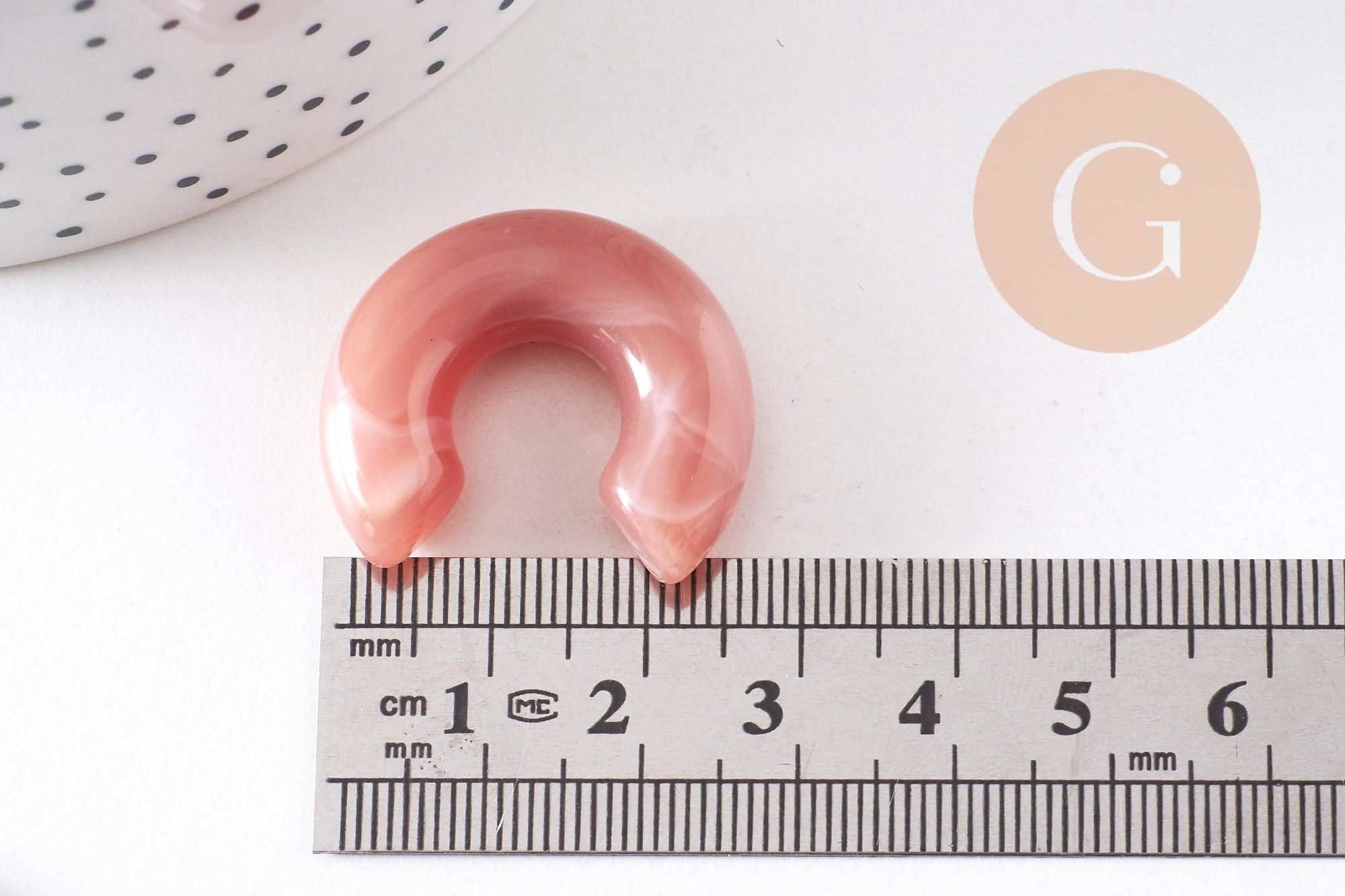 Perle tube forme U acrylique imitation pierre non percé 28mm, x2 (G10483)