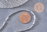 Perle tube hématite argentée 9.5mm, x1 fil de 19cm (G4484)