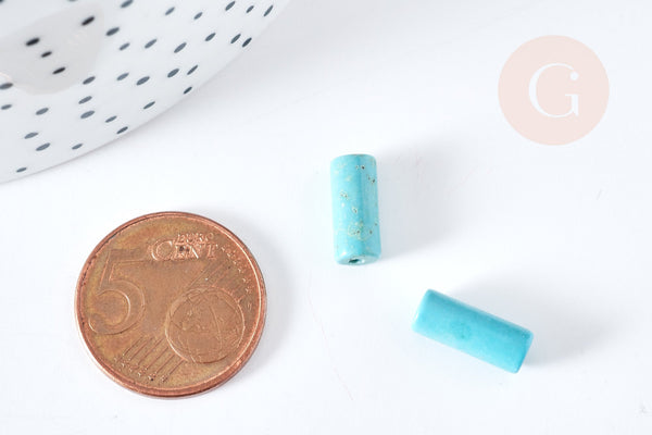 Perle tube howlite turquoise 13mm,perle tube, x10 (G0388)