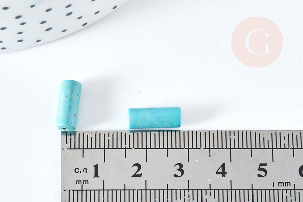 Perle tube howlite turquoise 13mm,perle tube, x10 (G0388)