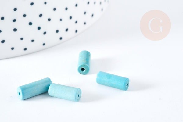Perle tube howlite turquoise 13mm,perle tube, x10 (G0388)