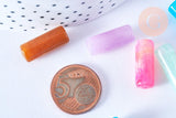 Perle tube imitation gemme plastique multicolore 20mm , perle plastique coloré, couleurs mélangées, x10 G6401