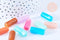 Perle tube imitation gemme plastique multicolore 20mm , perle plastique coloré, couleurs mélangées, x10 G6401