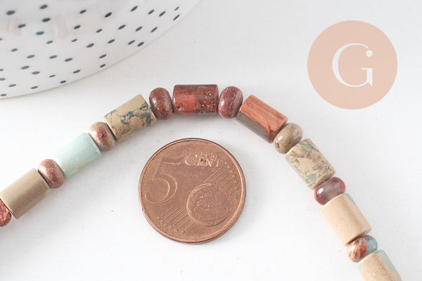 Perle tube jaspe aquaterra naturel 10mm, fil de 29.6cm x1 (G3534)