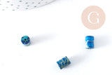 Perle tube jaspe impérial / regalite de synthèse bleu 8x6mm, x10 (G8282)