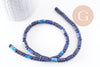 Perle tube lapis lazulis naturel 6-9mm, x1 fil de 40cm, (G4479)