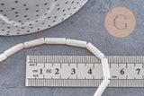 Perle tube nacre blanche naturelle 13x4mm, x1 fil de 39cm (G5608)