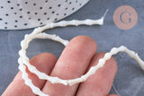 Perle tube nacre blanche naturelle 7.5-9mm, perle coquillage blanc,le fil de 40cm, x1 (G6604)