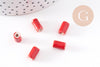 Perle tube porcelaine rouge vif 10mm, x5 (G2352)