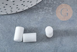 Perle tube quartz neige 12x7mm, x10 (G8830)