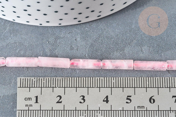 Perle tube quartz rose naturel 13x4mm, création bijoux pierre naturelle, fil de 39.3cm, X1 (G7348)
