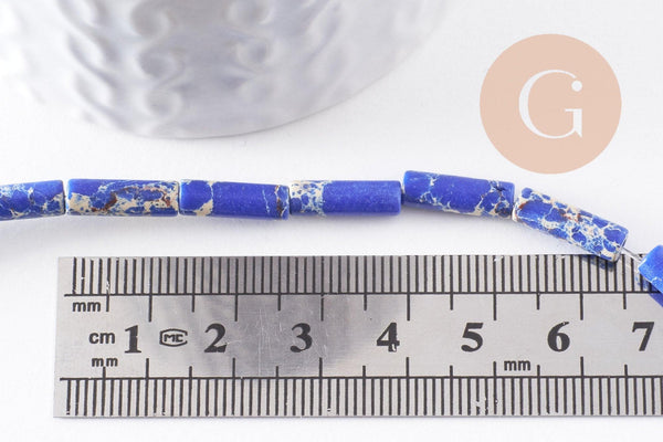 Perle tube sodalite,perles tube,sodalite naturelle,perle pierre, sodalite bleue,fil de 40cm, 13mm (G8248)