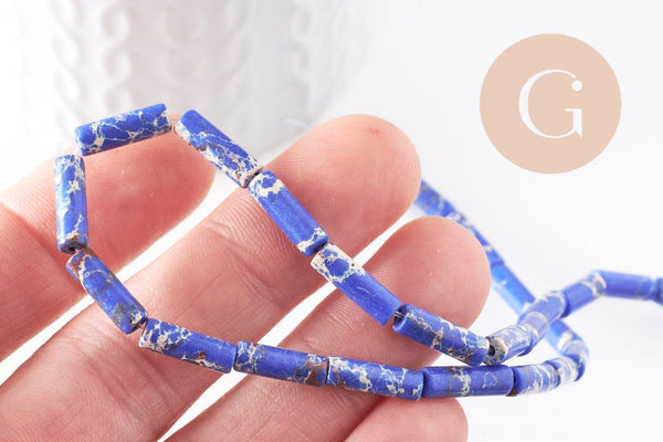 Perle tube sodalite,perles tube,sodalite naturelle,perle pierre, sodalite bleue,fil de 40cm, 13mm (G8248)