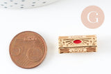 Perle tube talisman message LOVE doré couleur rouge 21mm, perle dorée bijoux amour, x1 G9409
