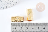 Perle tube talisman message THIS IS LOVE cristal laiton doré 21mm, perle dorée bijoux chance, x1 G7673