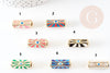 Perle tube talisman oeil protecteur émail coloré laiton doré 22 mm, x1 (G8506)