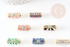 Perle tube talisman oeil protecteur émail coloré laiton doré 22 mm, x1 (G8506)
