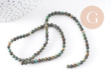 Perle turquoise africaine naturelle 4mm, x1 fil de 38cm (G1544)