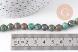 Perle turquoise africaine naturelle 8mm,x1 fil de 40cm (G5153)