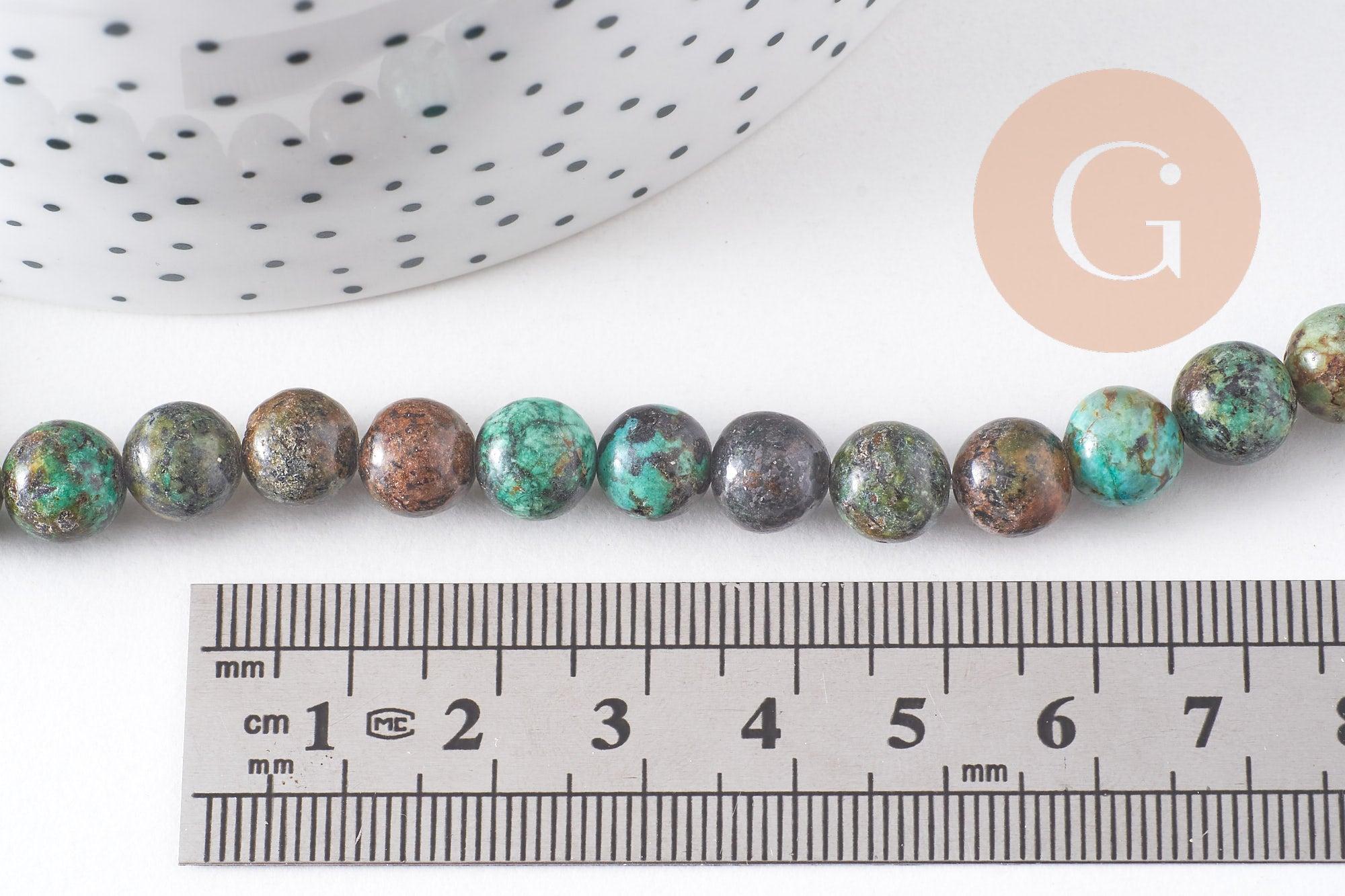 Perle turquoise africaine naturelle 8mm,x1 fil de 40cm (G5153)