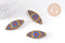 Perles Indonésiennes manuelles, avec les accessoires en laiton, oeil de cheval, or, bleu x1 (G5755)