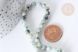 Perles Rondes Jaspe sésame kiwi naturel vert 6mm, x1 fil de 36cm (G7878)