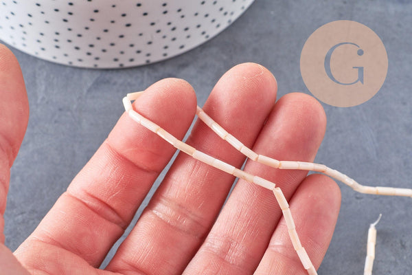 Perles Tube coquillage, perle nacre, perle tube, coquillage naturel,9mm, le fil de 38cm, x1 (G5416)