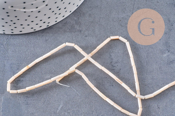 Perles Tube coquillage, perle nacre, perle tube, coquillage naturel,9mm, le fil de 38cm, x1 (G5416)