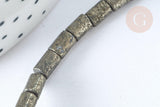 Perles Tube pyrite grise naturelle 6x4mm, x1 fil de 38cm (G4019)