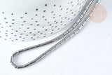 Perles Tube verre argent platine brillant 4.5x2.5mm, x1 fil de 36cm (G7341)