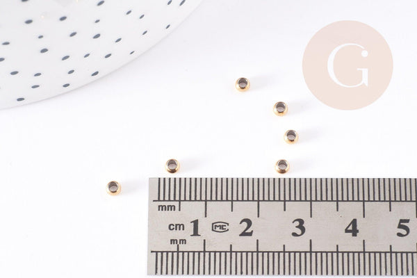 Perles à écraser acier 304 inoxydable Doré3x2mm, fourniture acier inoxydable, x50 (G1178)