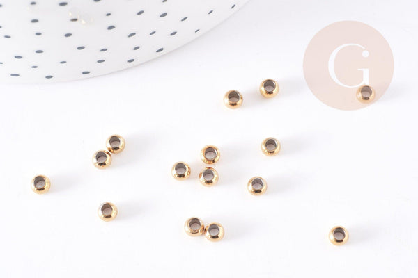 Perles à écraser acier inoxydable 304 Doré 4mm,perles dorées en acier ,acier doré, x100 (13.5G) G1177