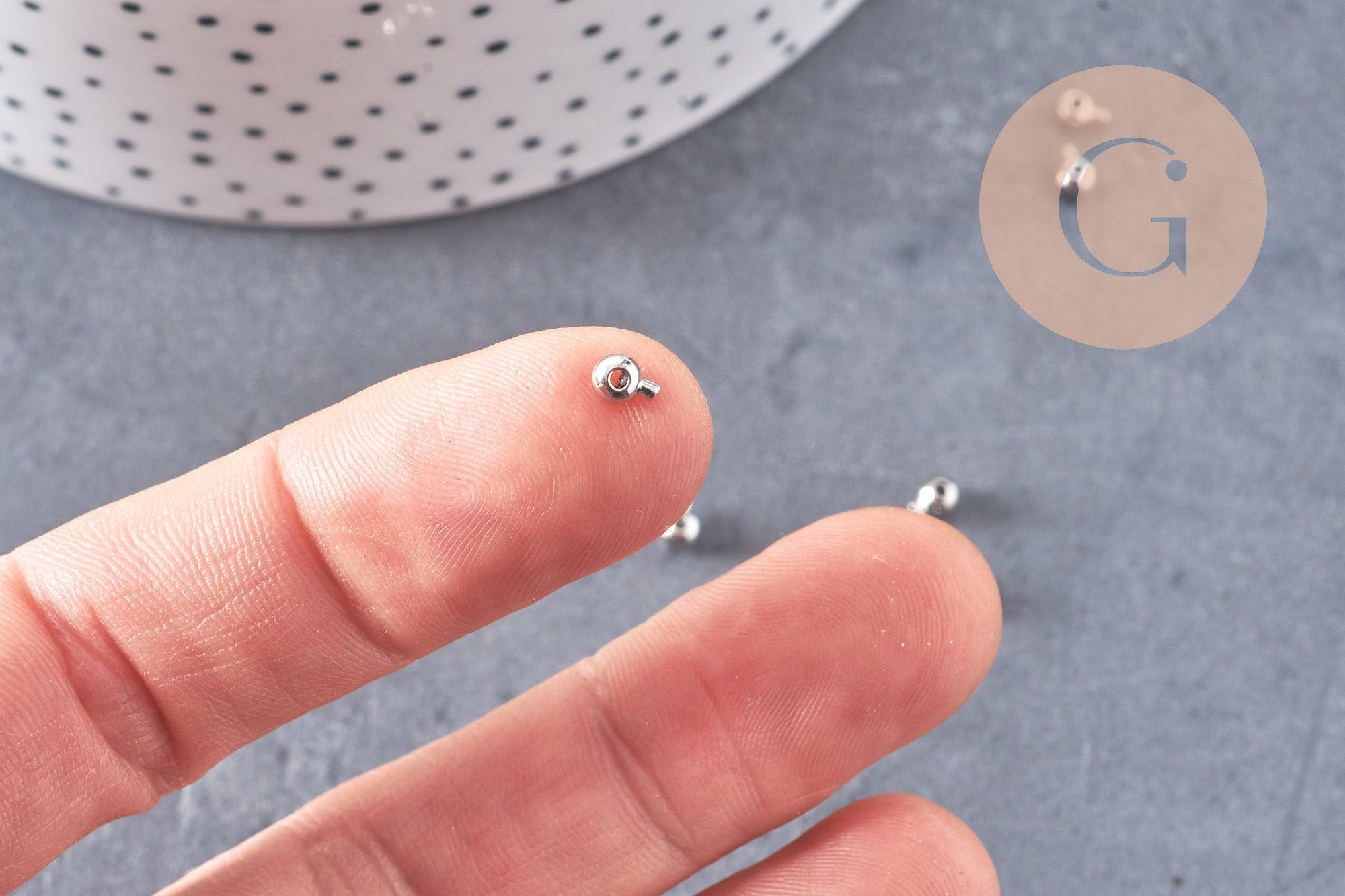 Perles à écraser boule 2 en 1 laiton platine, argentée ou dorée 3.5x2mm, x10 (G10826)