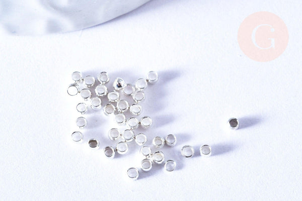 Perles à écraser laiton argenté 2.5x1.5mm, x5 grammes (G6866)