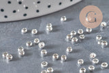 Silver-plated brass crimp beads 3x2mm, x2 Grams (G11269)